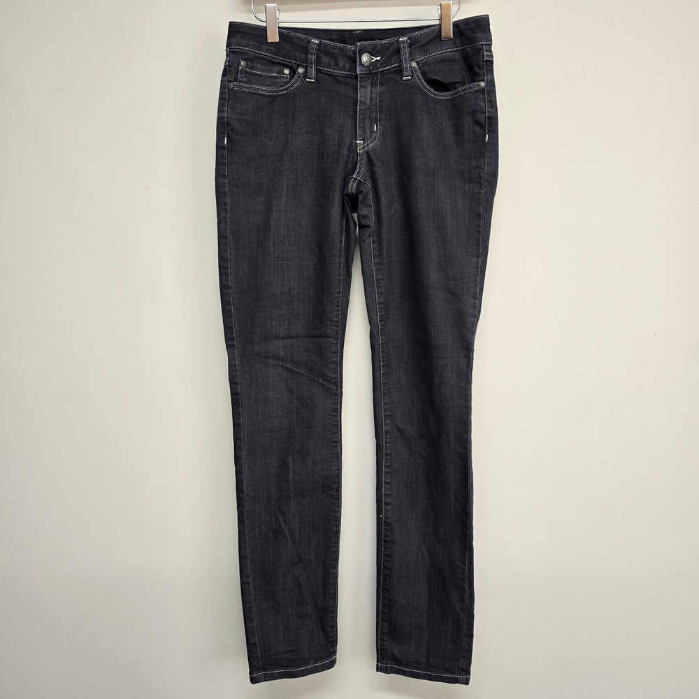 prAna Kara Jean Women 4/27 Black Organic Cotton Stretch Straight Slim Gorpcore